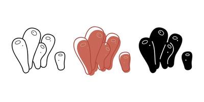 A small set with coral in different colors. Doodles clip art for your projects. vector
