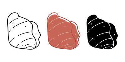 One seashell in different colors. Doodle clip art for your projects. vector