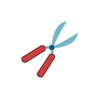 Garden shears icon. Flat color design. red grass clipper icon illustration design. Gardening tools illustration element design vector