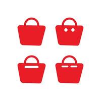 Women's handbag icon. Red on white background. red shopping basket illustration. Illustration element design with a shopping theme and shopping application interface display vector