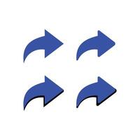 Arrow sign illustration. Blue icon with black contour on white background. Arrow illustration in blue. Illustration element design with an UI theme that means share or forward vector
