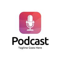 Podcast or Radio Logo design using Microphone icon vector