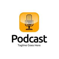 Podcast or Radio Logo design using Microphone icon vector