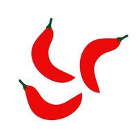 three red hot peppers on a white background vector