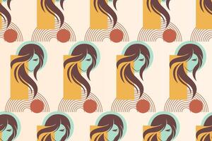 Boho girl seamless pattern background vector
