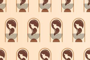 Boho girl seamless pattern background vector