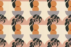 Boho girl seamless pattern background vector