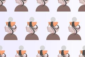 Boho girl seamless pattern background vector