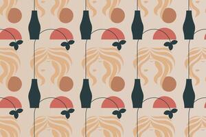 Boho girl seamless pattern background vector