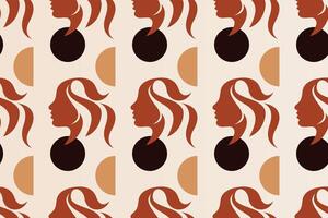 Boho girl seamless pattern background vector