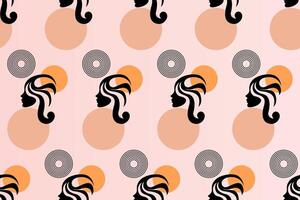 Boho girl seamless pattern background vector