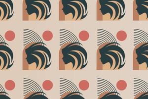 Boho girl seamless pattern background vector