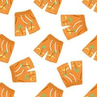 Hand-drawn colored seamless pattern of beach shorts. Summer accessory isolated on white background. vector