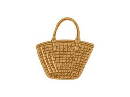 Hand-drawn colored sketch of beach wicker bag. Summer accessory isolated on white background. vector