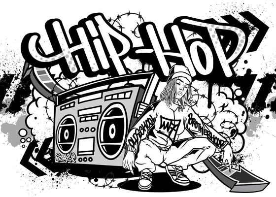 Hiphop illustration. Cool hiphop tshirt or wall art design