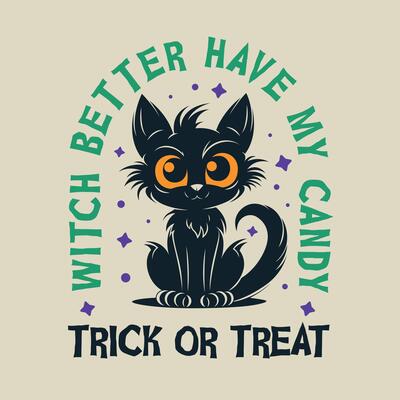 Halloween cat trick or treat witch vintage logo