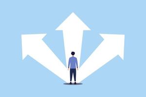 flat design illustration of a person choosing a path or destination vector