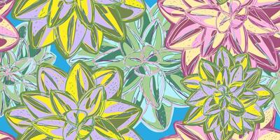 a colorful pattern with flowers on a blue background vector