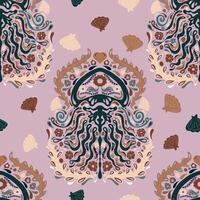 a pattern with an octopus and shells on it vector