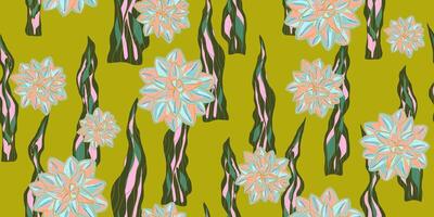 a pattern with flowers on a green background vector