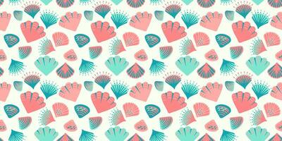 Abstract artistic shapes sea shells seamless pattern on a light background. Creative colorful summer marine printing. hand drawing sketch. Template for designs, notebook cover, wrapping paper vector
