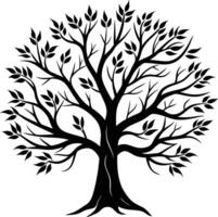Black silhouette of tree branches on white background vector