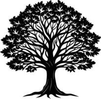 Black silhouette of tree branches on white background vector