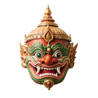 giant mask in Khon Thai minimalist style, isolated on transparent background png