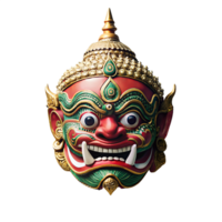 giant mask in Khon Thai minimalist style, isolated on transparent background png