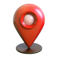3d render of a red navigation point on the map isolated on background png