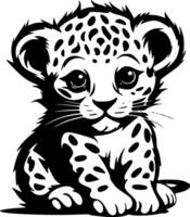 Leopard Baby, Minimalist and Simple Silhouette - illustration vector