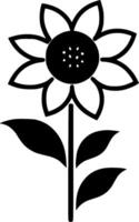 Flower - Black and White Isolated Icon - illustration vector