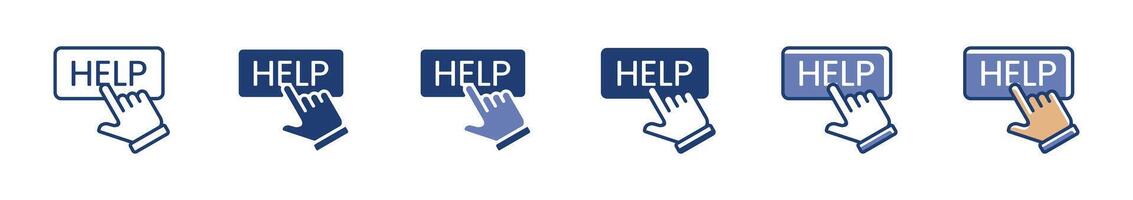 hotline help support icon, hand pointer click on help button sign illustration vector