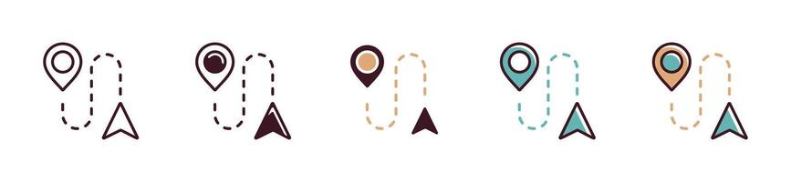 set of pinpoint location icon route navigation to marker position gps symbol illustration for web and app vector