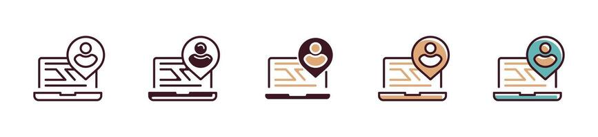 location pinpoint map icon global position symbol on a laptop for website and app illustration template design vector