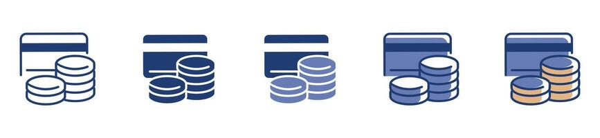 credit card and a stack of coin icon money pile of coin sign illustration for web and app template ui vector