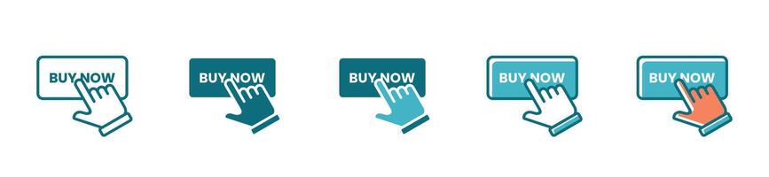 Hand pointer clicking buy now icon button purchase product symbol vector