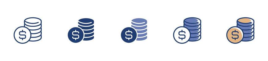Stack of coin money icon , a pile of coins for saving, income, revenue, finance, paying, earning, salary, tip signs illustration in complete styles for an app or web template vector