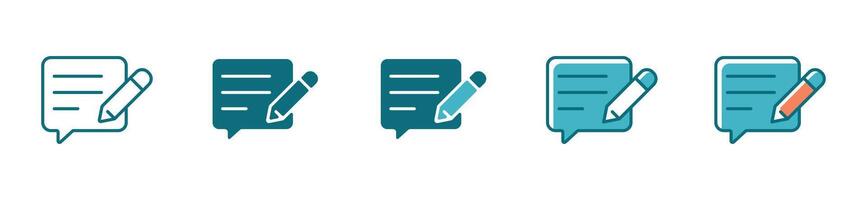 feedback icon for writing a review of an article, blog, social media, or comment signs with style variations design vector