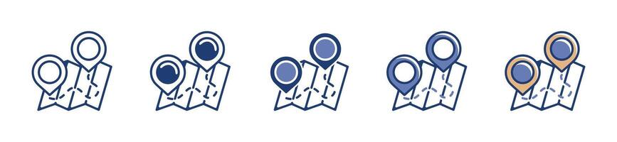 two pinpoint location navigation icons set for guide direction to mark position symbol illustration vector