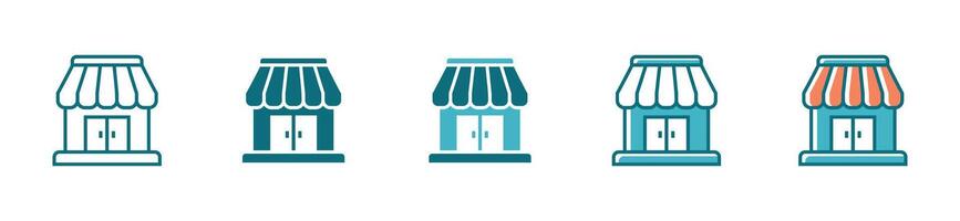 Simple store shop building icon set market for business symbol design vector