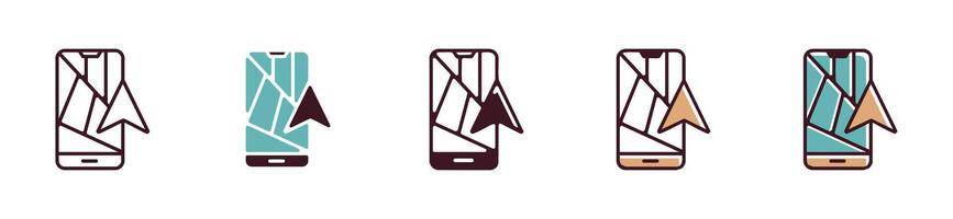 mobile map route navigation icon travel guide symbol illustration for map navigator app and web design vector