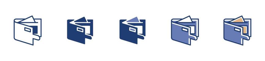 collection of opened wallet icon illustrations for payment or saving money symbol with all style of design vector