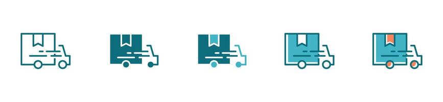 Fast delivery truck icon online transport courier set for web and app vector