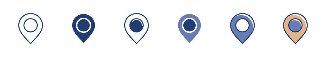 Simple location pin icon set map pointer illustration flat minimalist GPS location signs design for web or app template vector