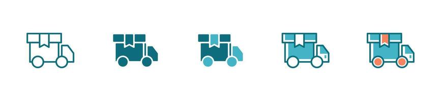 Simple quick delivery icon online truck package set for web and app vector