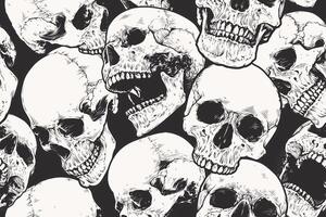 Seamless Pattern With Engraved Skulls vector