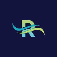 Modern Business Initial R Wave Simple Icon Design Logo vector