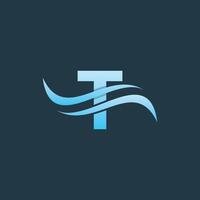 Initial T Wave Ocean Simple Business Icon Design Logo vector