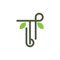 Letter T Leaf Simple Line Business Icon Creative Design Logo vector